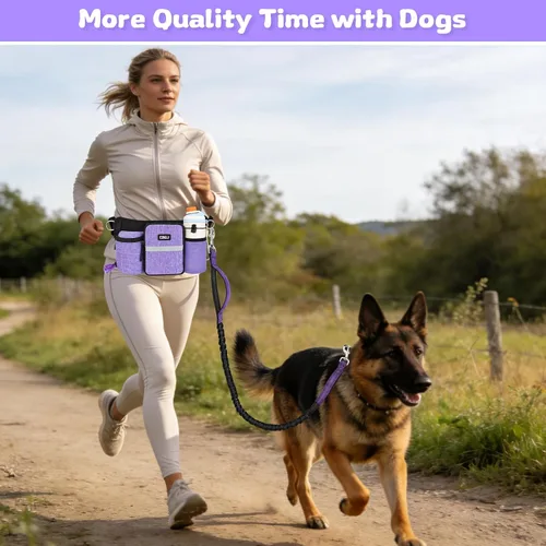 Vista 3 de ETACCU Correa de perro resistente manos libres con bolsa de cremallera cinturón para perros grandes y medianos para correr, caminar, trotar