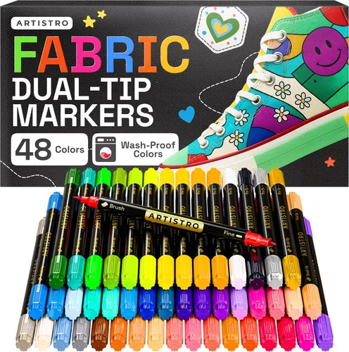 Vista 11 de ARTISTRO 2 marcadores de tela negros de doble punta – Kit de decoración de tela – Permanente para ropa – Bolígrafos de pintura acrílica para tenis