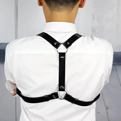Vista 5 de ALLOVME Men Body Chest Belt for Men Adjustable Leather Belts with Buckles Rave Costume Sexy Punk Chest Belt Clubwear Costume