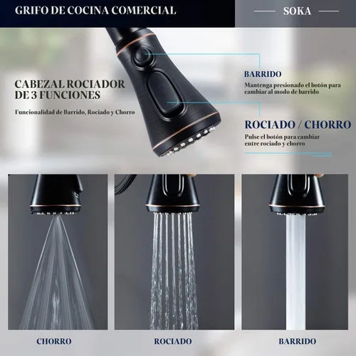 Vista 4 de SOKA Grifos táctiles de fregadero de cocina Bronce frotado con aceite