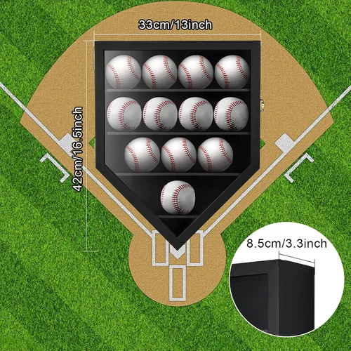 Vista 6 de TJ.MOREE 12 vitrinas de béisbol, soportes de béisbol para exhibición de pelotas