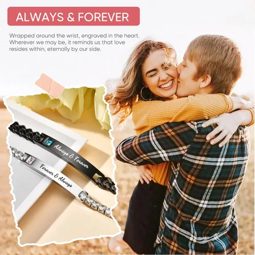 Vista 4 de Hisatan Juego de pulseras personalizadas para parejas, regalos de promesa para él y ella, regalo personalizado para hombres y mujeres, grabado