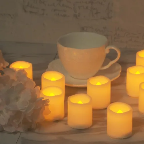 Vista 3 de CANDLE CHOICE Velas votivas sin llama que funcionan con pilas con temporizador, pequeñas luces LED con temporizador de ciclo diario automático