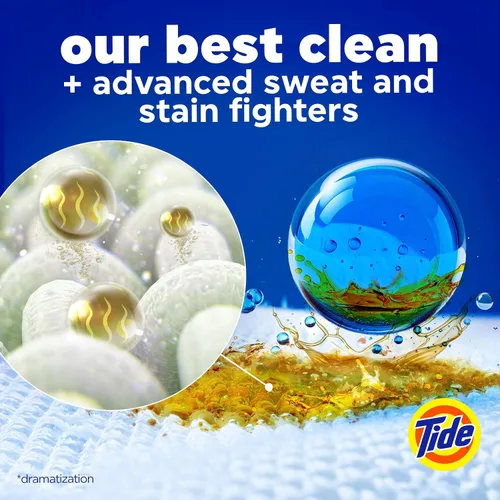Vista 2 de Tide Power Pods - Cápsulas de detergente para ropa deportiva, 25 unidades, avanzado para sudor + combatiente de manchas