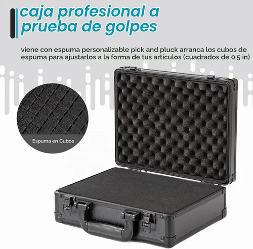 Vista 2 de Funda rígida pequeña con interior de espuma Pluck para Pisto L, GoPro, micrófono, cámara y más, tamaño exterior de 12.2 x 9 x 4.5 pulgadas