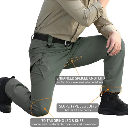 Vista 5 de ReFire Gear Pantalones tácticos de secado rápido para hombre, pantalones cargo ligeros de verano para senderismo al aire libre