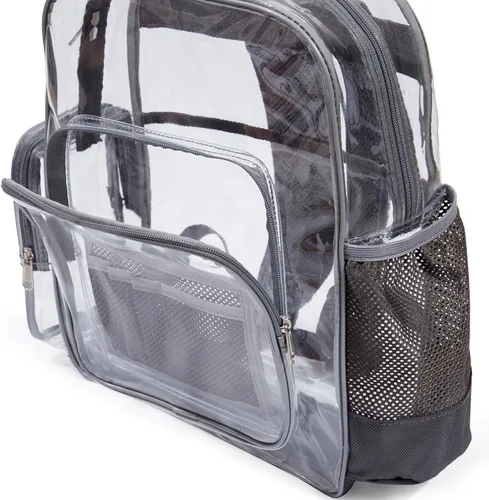 Vista 4 de Jusdot Mochila transparente resistente, Gris, Mochila transparente