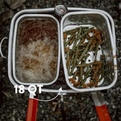Vista 6 de Gas One Freidora Doble con 2 Canastas Quemadores de Propano para Cocinar al Aire Libre – Olla de Aluminio Resistente de 18Qt Freidora Profunda
