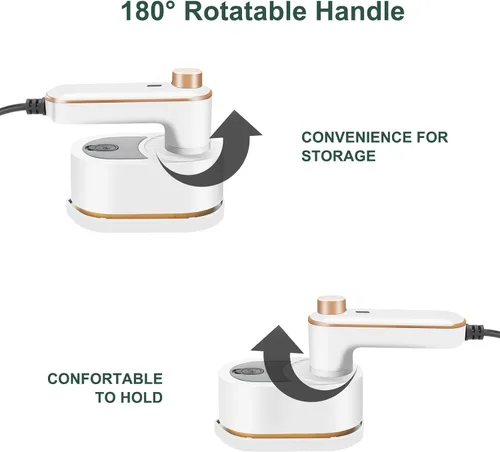 Vista 2 de Mini vaporizador de ropa vapor hierro 2 en 1 Rotatable 180 grados Handheld Steam Iron (Blanco)