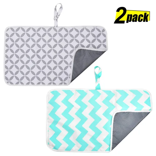 Vista 7 de Cambiador portátil, paquete de 2 cambiadores de pañales impermeables para bebés, reutilizables y lavables, estación de viaje para recién nacidos
