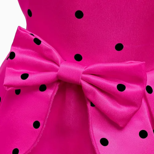 Vista 6 de Vestido de princesa sin mangas con estampado de lunares para niñas 5 años rosa intenso 2-3 años