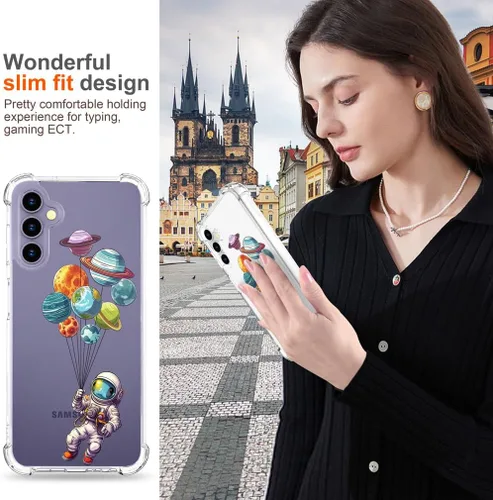 Vista 5 de Hungo Funda compatible con Samsung Galaxy S25 Plus / S24 Plus, diseño femenino estético de diseño femenino S24+ S25+ de astronauta de dibujos