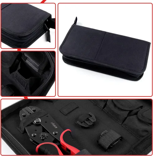 Vista 7 de Zhushan Juego de herramientas de prensado de alambre de 8 piezas, kit de crimpadora de trinquete con troqueles intercambiables para conectores