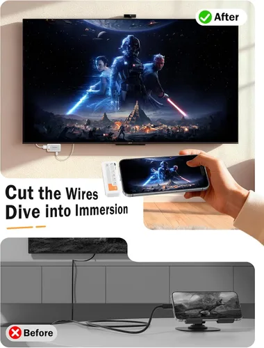 Vista 8 de Lemorele Kit de transmisor inalámbrico USB-C y receptor HDMI, Plug and Play, 5G 1080P @60Hz, extensor de baja latencia de 164.0 ft/164 pies