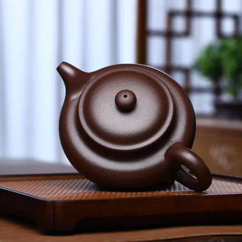 Vista 4 de Fine Zisha Teapot Series, china genuina hecha a mano Yixing Purple Clay Tea Pot de 12.8 onzas, infundir té Kungfu Brew (Fanggu)