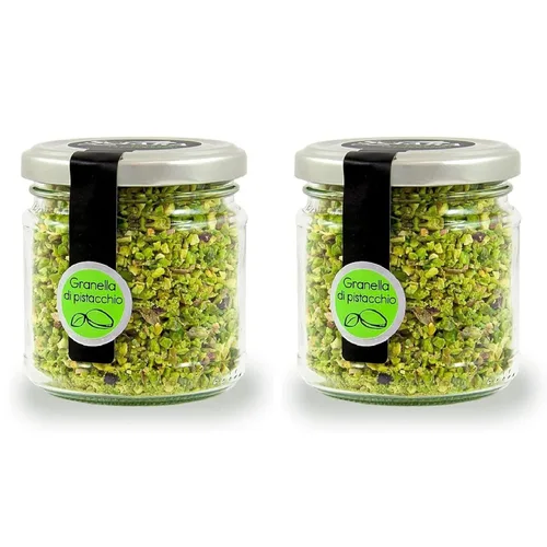 Vista 9 de Sciara Pistachos picados – Pistachos sicilianos sin sal de Bronte Italia – Pistachos triturados premium para hornear y cubrir – Tarro de vidrio 100