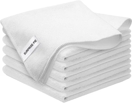 Vista 10 de Paquete de 6 trapos de limpieza absorbentes sin pelusa para casa, cocina, automóvil, vidrio, acero inoxidable, ventana, limpiador de barcos, 12 x 12