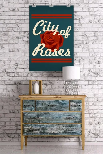 Vista 3 de Portland, Oregon, Retro Skyline, City of Roses (24 x 36 pulgadas, póster de viaje para decoración de pared)