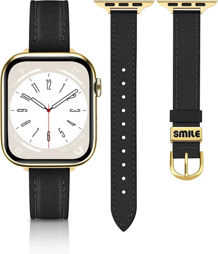 Vista 11 de JR.DM Correas de cuero delgadas compatibles con Apple Watch Band 1.496 in 1.575 in 1.614 in 1.654 in 1.732 in 1.772 in 1.811 in 1.929 in, correa