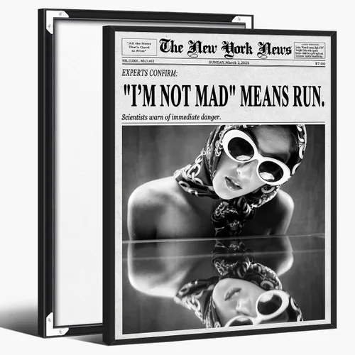 Vista 30 de Arte de revista de periódicos feministas: impresión en lienzo en blanco y negro para decoración de dormitorio Y2K, pared de carrito de bar