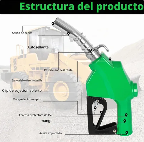 Vista 6 de Boquilla y gancho de combustible automático NPT de 1 pulgada, mango de bomba de gas diesel, 19/16 pulgadas (OD = 30mm) flujo máximo 30 GPM, boquilla