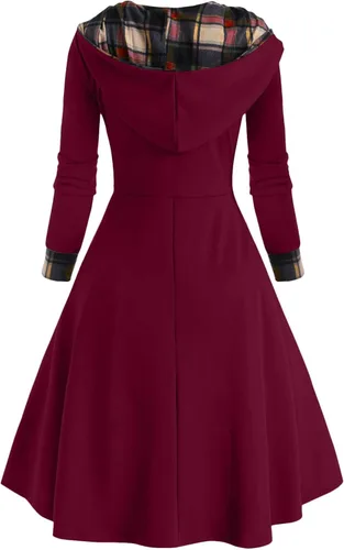 Vista 3 de Renaissance Dresses for Women Medieval Costume Gothic Vintage Halloween Gown Hooded Midi Baggy Dress Victorian Cosplay