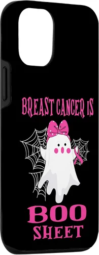 Vista 3 de iPhone 14 Breast Cancer is Boo Sheet Pink Ribbon Ghost Halloween Case