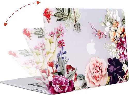 Vista 4 de MOSISO Funda compatible con MacBook Air de 13 pulgadas (A1369 y A1466, versión anterior 2010-2017), carcasa rígida de plástico con hojas de rosa