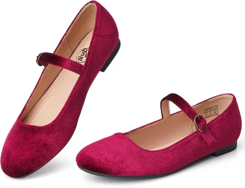 Vista 7 de Trary Mary Jane - Zapatos planos de ballet, zapatos planos negros para mujer, con correa de tobillo, cómodos y elegantes