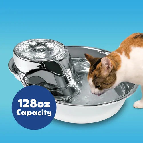 Vista 5 de Pioneer Pet Gran fuente de acero inoxidable para perros, Plateado