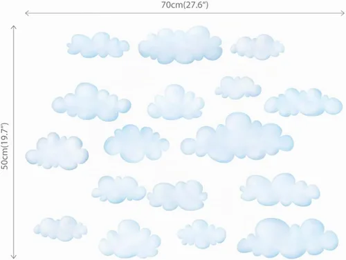 Vista 7 de DECOWALL 17 calcomanías de pared pequeñas de acuarela azul nube (DS4-8030)