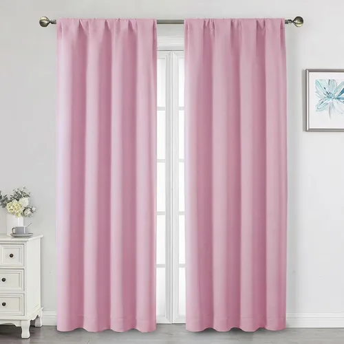 Vista 24 de Cortinas opacas para dormitorio, sala de estar, juego de 2 paneles de 54 pulgadas de largo, cortinas de oscurecimiento de habitación con aislamiento