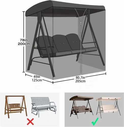 Vista 2 de Mosquitera para patio, pantalla de malla de poliéster con apertura de cremallera y techo impermeable, cortina de red rectangular