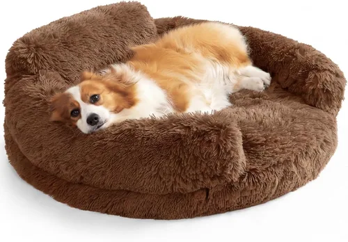 Vista 27 de EHEYCIGA Cama calmante de 20 pulgadas para perros pequeños y gatos, sofá Marrón