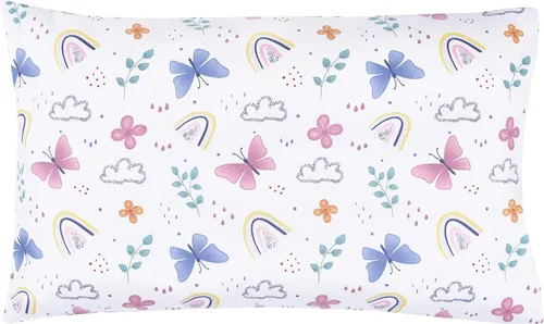 Vista 4 de J-pinno Juego de funda de edredón + funda de almohada de dibujos animados de mariposa arcoíris para niñas, cierre de cremallera, 100% algodón
