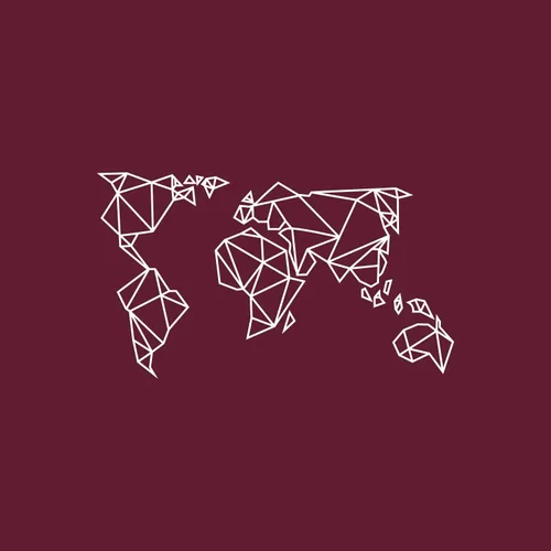 Vista 4 de Calcomanía de vinilo para pared, mapa geométrico del mundo, 26 x 45 pulgadas, diseño minimalista de países del mundo inspiradores de buenas