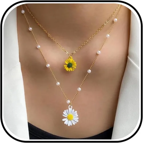 Vista 13 de Long tiantian Collar de margaritas para mujer, bonito collar de verano, gargantilla de flores, collar de margaritas de primavera para mujer, cosas
