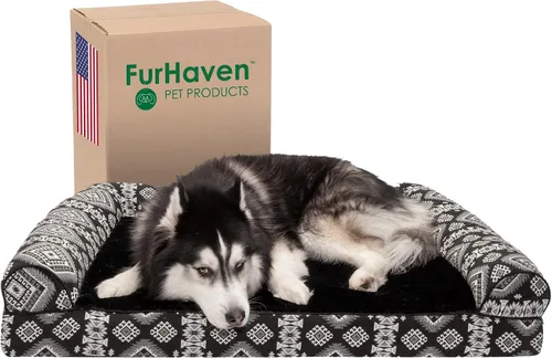 Vista 50 de Furhaven Cama para perro de espuma viscoelástica para perros medianos y pequeños con cojines extraíbles y funda lavable, para perros de hasta 35