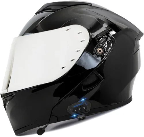 Vista 38 de Casco modular Bluetooth para motocicleta, aprobado por DOT, abatible, de cara completa, integrado, antivaho, doble visera, casco para motocicleta