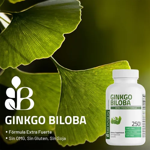 Vista 3 de Bronson Ginkgo Biloba Extra Strength Apoya la función cerebral y la memoria, 90 cápsulas vegetarianas
