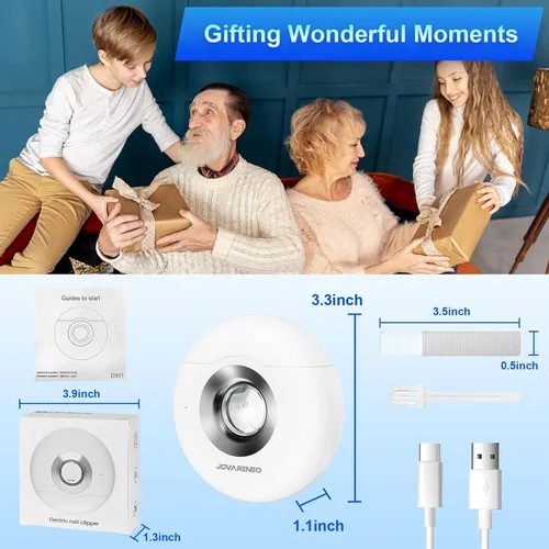 Vista 7 de Cortaúñas eléctrico inteligente con cabezales de doble hoja, luz LED, recortador automático de uñas, cortador de uñas y molinillo para uñas, seguro