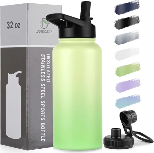 Vista 77 de DOMICARE Botella de agua para niños de 16 onzas para la escuela, de acero inoxidable, con aislamiento al vacío de doble pared, botella de agua