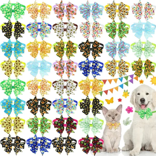 Vista 8 de Talltalk 40 unidades de collares de San Valentín para perros, corbatín rosa ajustable para gatos, corbatín de mariposa para mascotas, corbatín