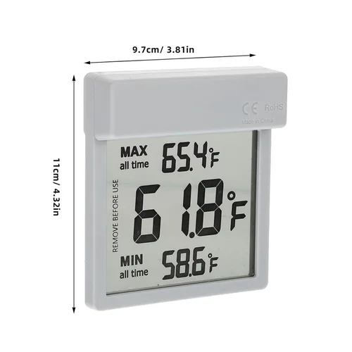 Vista 2 de LCD Digital Aquarium Thermometer Fish Tank Water Temperature Gauge with Display, Dual Celsius Fahrenheit Modes, Detachable Adhesive Design, External
