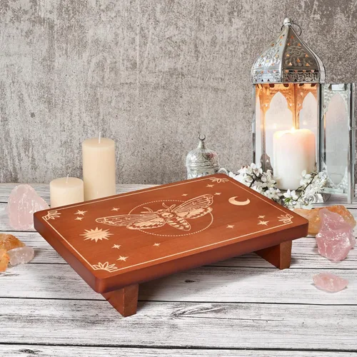 Vista 3 de Altar Table,Meditation Table Altar, Witch Small Altar Table, Buddhist Shrine, Wiccan Alter Table for Practicing Tarot Card,Decorative Riser Wood Tray