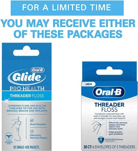 Vista 4 de Oral-B Glide - Hilo dental para enhebrar, 30 unidades (paquete de 6)
