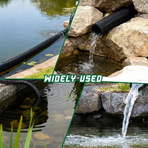 Vista 5 de Tubería de estanque de 1" × 3.05 metros en PVC flexible negra, tubo de PVC para estanque de jardín - Tubo reforzado y resistente a arrugas