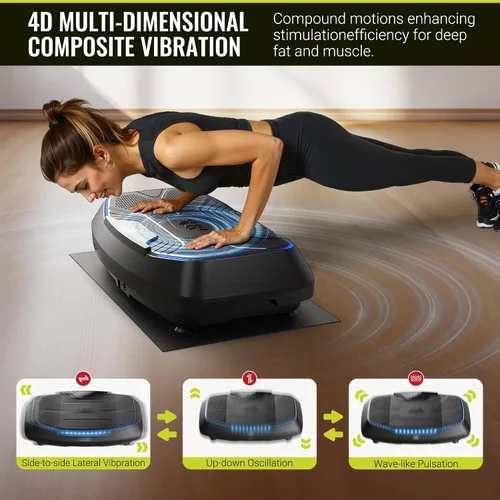 Vista 3 de FLYBIRD Vibration Plate Exercise Machine for Lymphatic Drainage, Adjustable Levels Full Body Workout, Curved Vibration Plate with Powerful Motor for