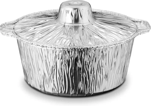 Vista 10 de Macetas desechables de aluminio con tapas, grandes, 5.5 cuartos de galón, paquete de 1 maceta desechable de aluminio