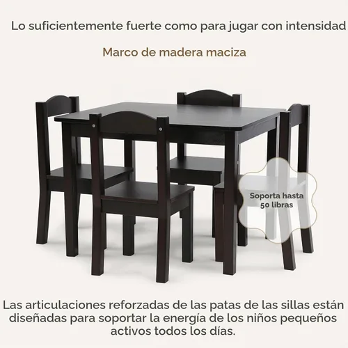 Vista 5 de Humble Crew Juego de mesa y silla para niños pequeños, muebles de Espresso